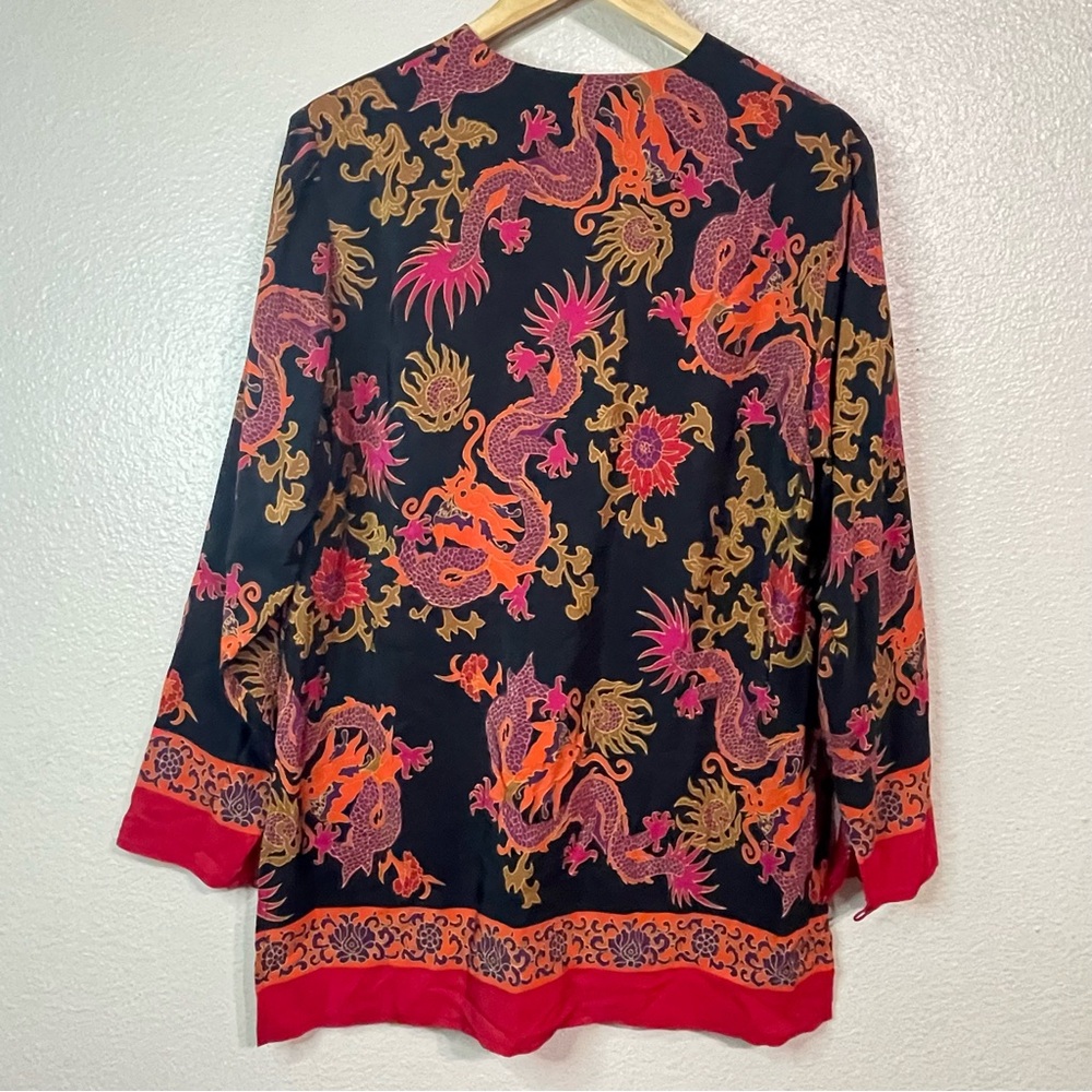 VTG Diane von‎ Furstenberg Silk Assets Dragon Print Tunic Blouse - Picture 3 of 11